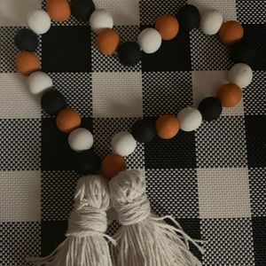 Wooden handmade bead garland Halloween tassels